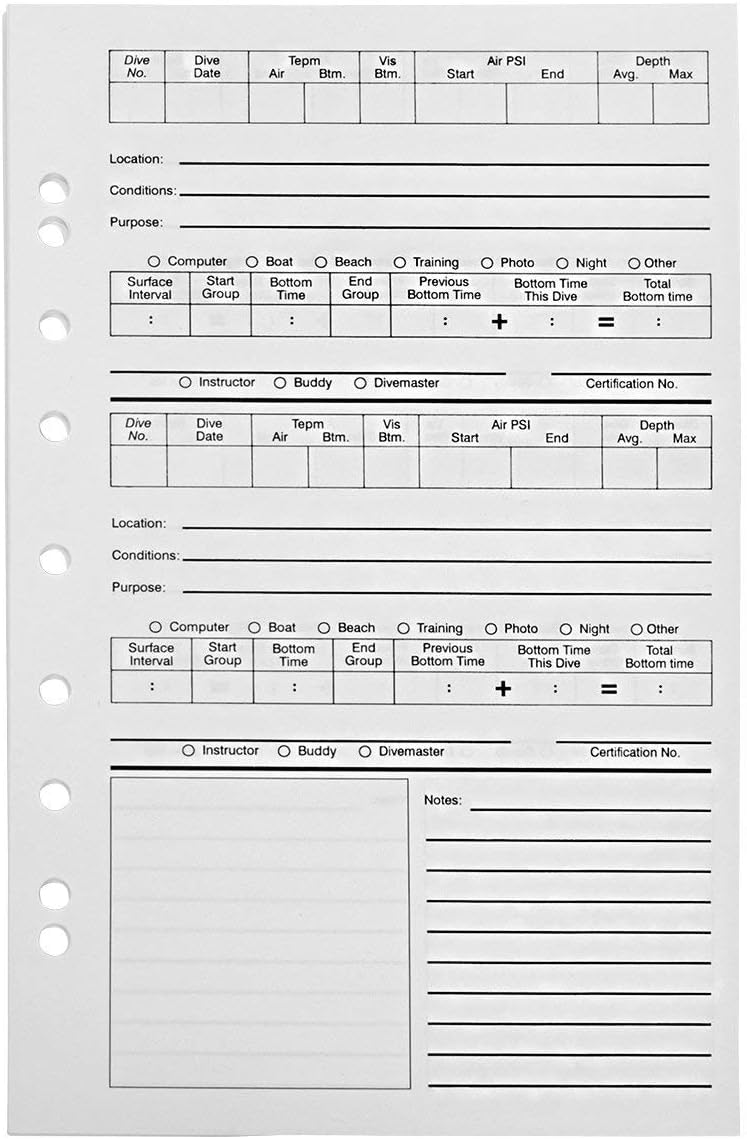 3 Ring Log Refill Sheets