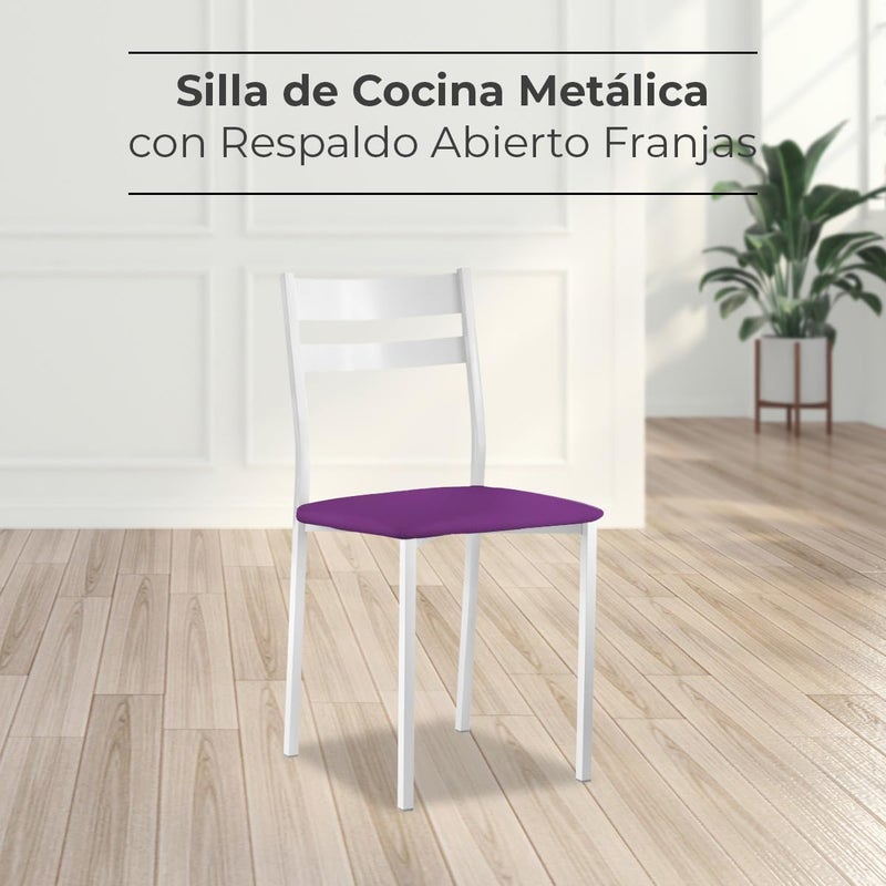 ASTIMESA Metal Open Back Kitchen Chair Aubergine 44cm x 45cm x 40cm - Image 2