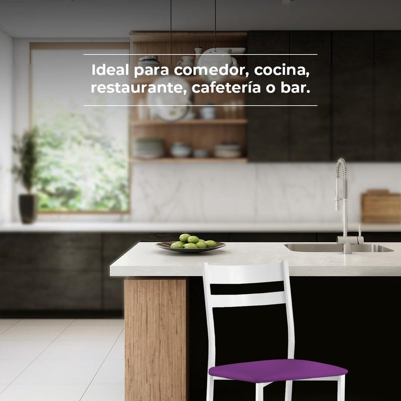 ASTIMESA Metal Open Back Kitchen Chair Aubergine 44cm x 45cm x 40cm - Image 4