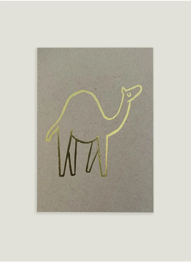 المجلس الصغير Postcard, camel gold on kraft