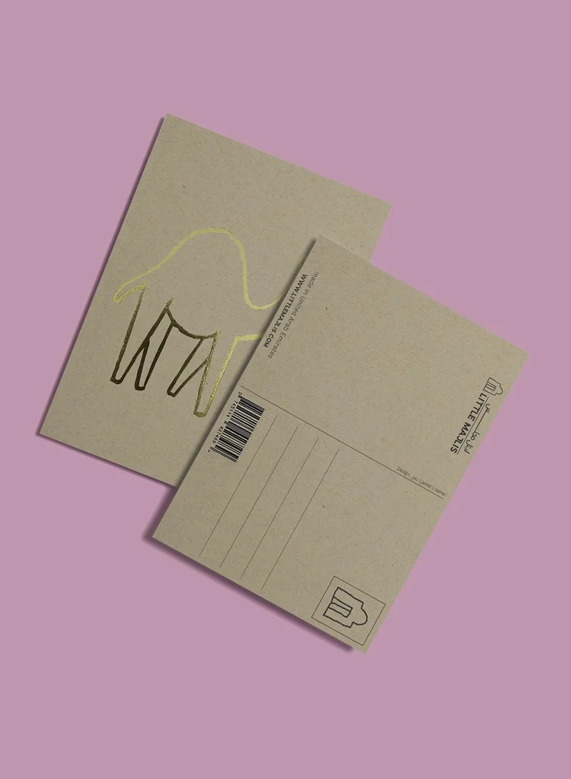 Little Majlis Postcard, camel gold on kraft