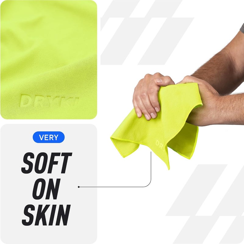 DRYKI Sweat Absorbing Handkerchiefs - The Original Pocket-Sized Sweat Towels - Quick-Dry Microfiber Sweat Rags for Face, Hands, & Body - Men & Women - Gym, Sports, and Work (High-Vis Yellow: 5 Pack) - Image 5
