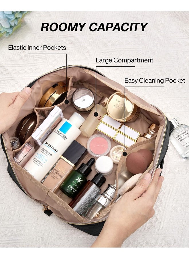 BAGSMART Makeup Bag Cosmetic Bag Travel Makeup Bagwaterresistent Makeup Bags For Women Portable Pouch Open Flat Make Up Organizer Bag For Toiletries Brushes Black  - Image 3