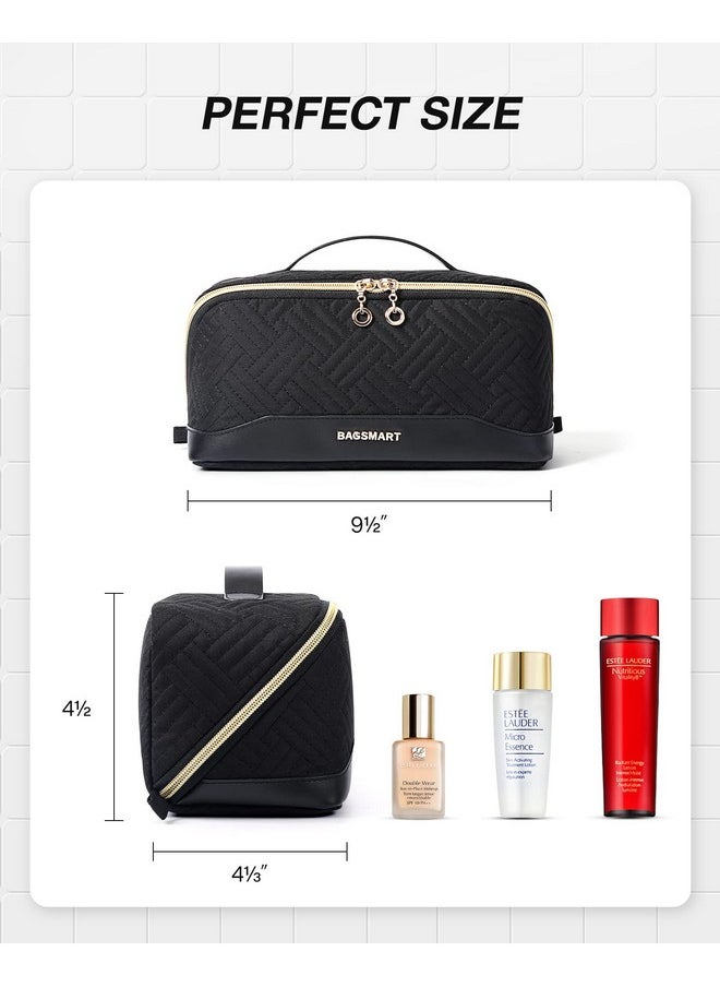 BAGSMART Makeup Bag Cosmetic Bag Travel Makeup Bagwaterresistent Makeup Bags For Women Portable Pouch Open Flat Make Up Organizer Bag For Toiletries Brushes Black  - Image 5