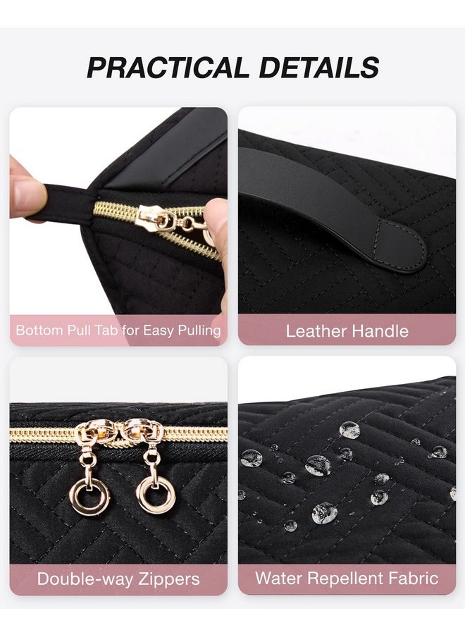BAGSMART Makeup Bag Cosmetic Bag Travel Makeup Bagwaterresistent Makeup Bags For Women Portable Pouch Open Flat Make Up Organizer Bag For Toiletries Brushes Black  - Image 4
