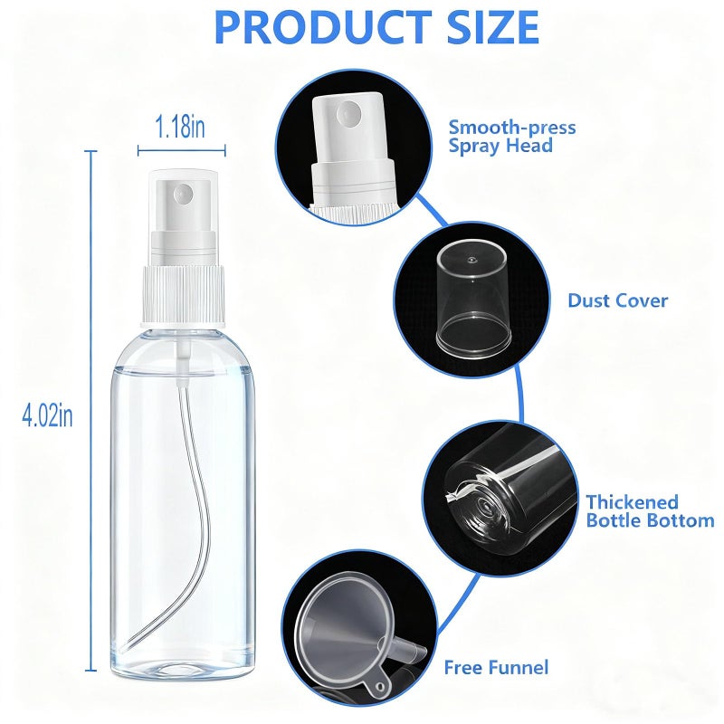 DTDNZKN 4 Pack 1 Oz (30ml) Mini Spray Bottles Clear Travel Size Spray Bottles Leak Proof with Funnels and Labels - Image 2