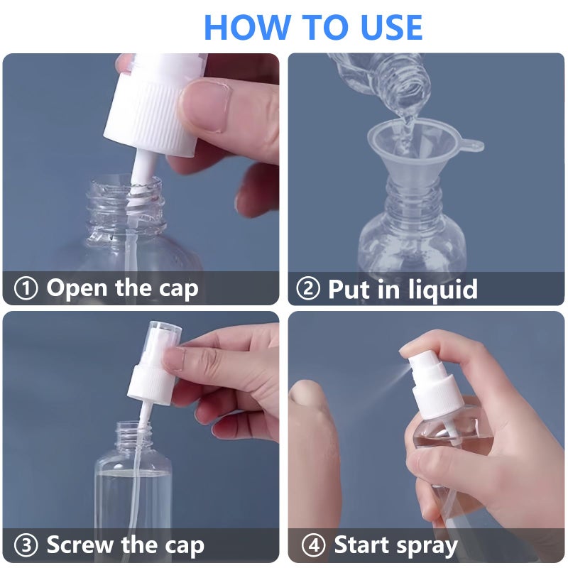 DTDNZKN 4 Pack 1 Oz (30ml) Mini Spray Bottles Clear Travel Size Spray Bottles Leak Proof with Funnels and Labels - Image 4