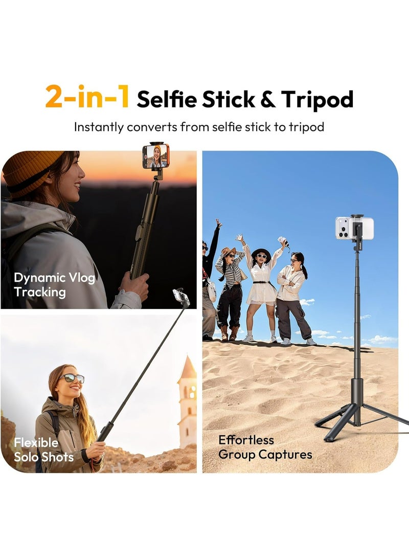ULANZI SK27 Extendable Phone Tripod, 61" Selfie Stick for iPhone, 2 in 1 Adjustable Tripod with Bluetooth Remote Cold Shoe Mount, Portable Phone Stand Lightweight for Travel Photo Video Stream Vlog - Image 5