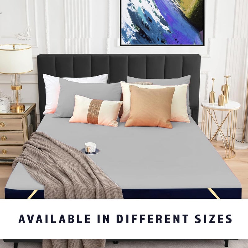 Bey Bee BeyBee 100% Waterproof Cotton Terry Mattress Protector | Breathable, Hypoallergenic, Washable & 2X Absorbency | Ultra Soft Easy Elastic Fitted Bed Protector (Size-75 * 72, Grey) - Image 5