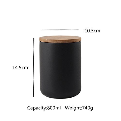 OnePine 800ml27 oz Air Tight Jars Ceramic Storage Containers with Airtight Seal Bamboo Lids Kitchen Canisters for Tea Sugar Coffee Spice Seasoning and More - Image 3