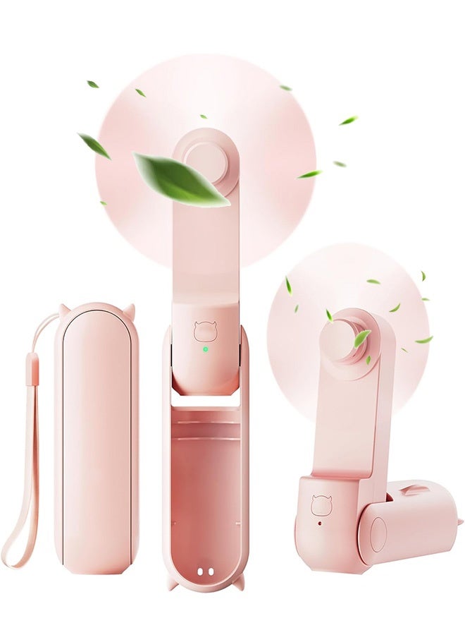 Quantum Portable Handheld Fan, 3 IN 1 Mini Foldable Travel Fan with Power Bank, Pocket Design USB Rechargeable for Travel Concert Lash Makeup - Image 1