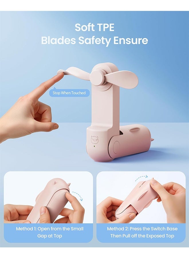 Quantum Portable Handheld Fan, 3 IN 1 Mini Foldable Travel Fan with Power Bank, Pocket Design USB Rechargeable for Travel Concert Lash Makeup - Image 3