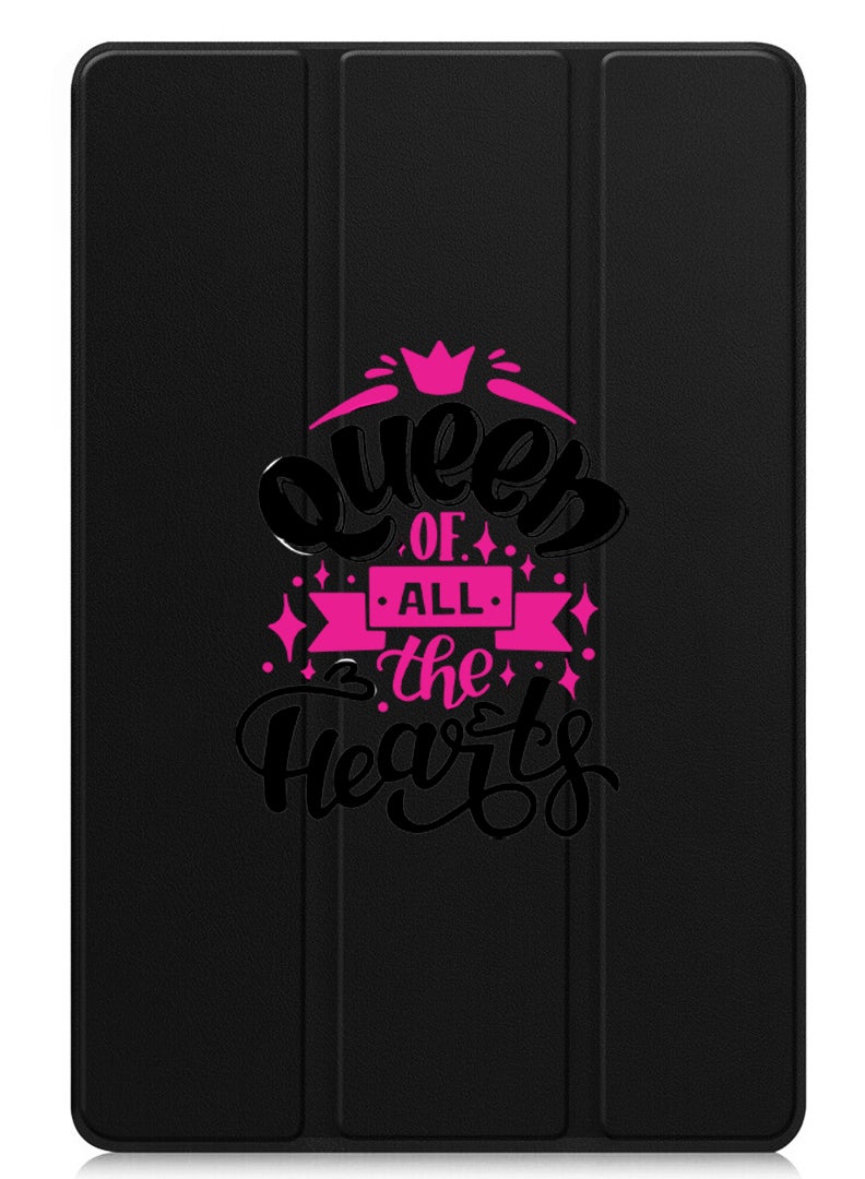 Theodor Protective Flip Case For Apple iPad mini 7th Generation (A17 Pro 2024 / Mini 6 2021 6th Generation) With Trifold Stand Auto Wake Sleep Shockproof Cover Queen of all hearts Black - Image 1