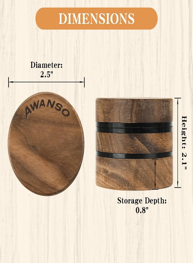 AWANSO 3-Piece Grinder, 2.5" Walnut Wood & Aluminum Grinder for Kitchen Spices with Large Bottom Chamber - Image 4