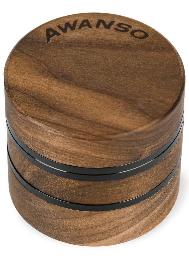 AWANSO 3-Piece Grinder, 2.5" Walnut Wood & Aluminum Grinder for Kitchen Spices with Large Bottom Chamber - Image 1