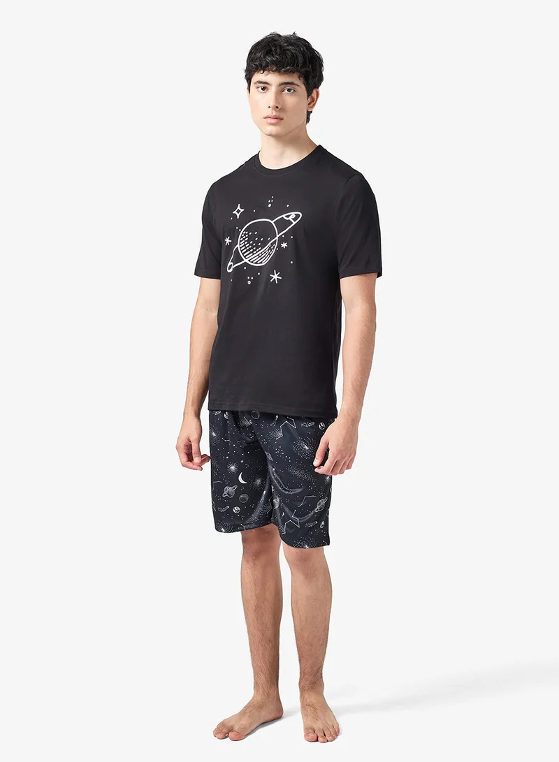 سفنتي فايف طقم بيجامة تي شيرت وشورت