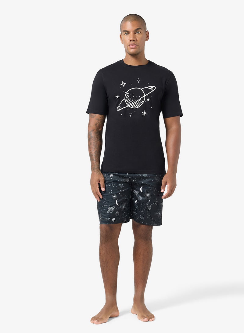 Seventy Five Printed Short Sleeve T-Shirt And Shorts Set - Image 1