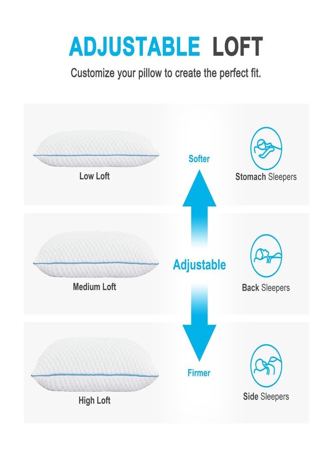 VVZ Cooling Bed Pillows Queen Size Set of 2, Shredded Memory Foam Pillows for Side Back Stomach Sleepers, Luxury Cool Gel Adjustable Firm Bed Pillows for Sleeping 2 Pack Queen Size 20 x 30 Inches - Image 4