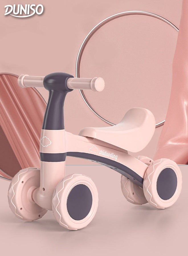 DUNISO Kids Balance Bike 4 Wheels Toddlers Bike Ride Toy Widened Anti-skid Tires Mini Lightweight Walker Bike with Led Light Suitable for Family and Outdoor Use, Increase Parent-child Interaction - Image 1