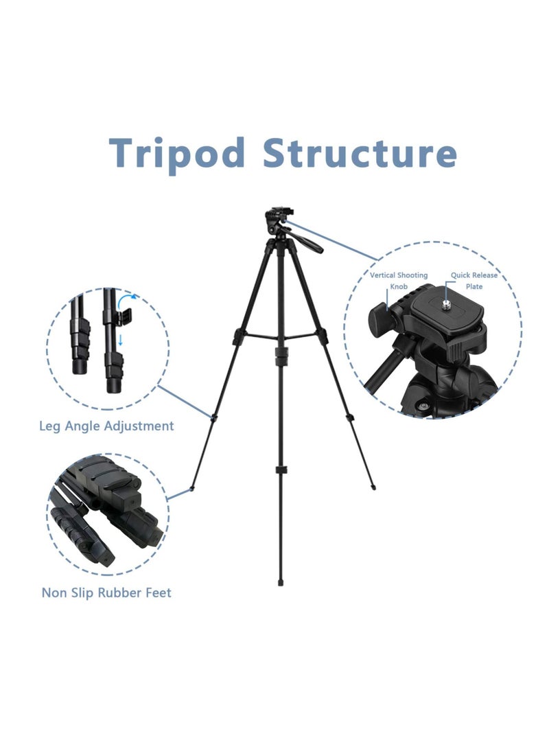 تايكوم Tripod Stand 53 Extendable Mini Cell Phone Tripod with Portable Pouch, Bluetooth Remote Shutter and Phone Mount for iPhone/Android Phone/Gopros/DSLR Cameras - Image 3
