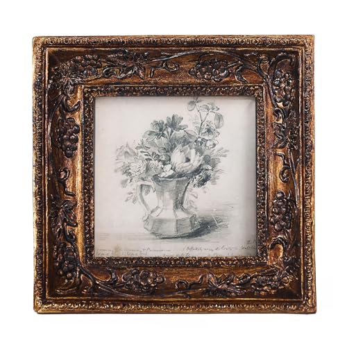 SIKOO Small Vintage 33 Picture Frame Antique Ornate Mini Photo Frame Table Top Display and Wall Hanging Gold Frame Wall Art Bronze Gold