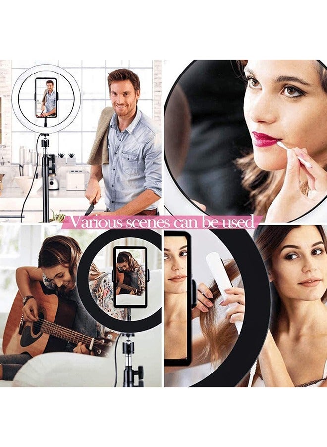 حامل هاتف ثلاثي القوائم مزود بحلقة إضاءة للبث المباشر باللون الأسود أسود - Image 4