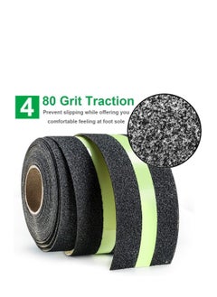 EHOME Anti Slip Safety Grip Tape, 5*500CM Green Glowing in The Dark Non Skid Stage Safety Tape High Traction Grit Stairs Tape Hazard Caution Warning Tape for Steps (5*500CM, Green&Black)  - Image 4