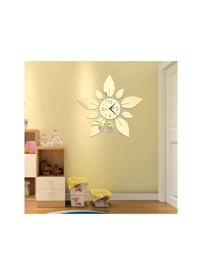 The Bros Modern Flowers Digital 3D Large Wall Clock Mirror Stickers, Self-Adhesive Acrylic Crystal Decals DIY Silent Petal Combo Art Clocks Decoration for Home Office Apartment - Image 4