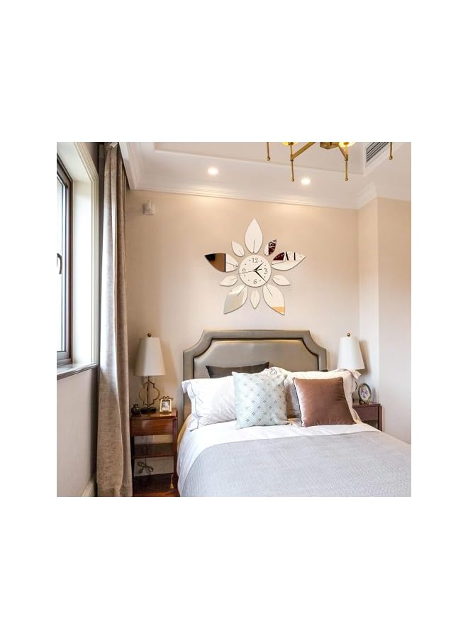 The Bros Modern Flowers Digital 3D Large Wall Clock Mirror Stickers, Self-Adhesive Acrylic Crystal Decals DIY Silent Petal Combo Art Clocks Decoration for Home Office Apartment - Image 5