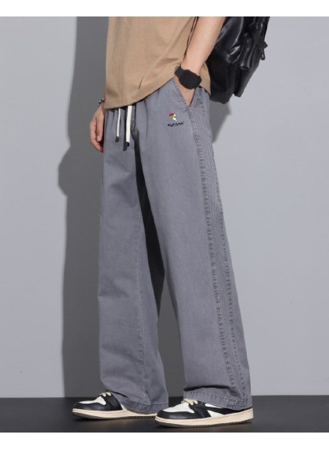 Tucano men's Straight-leg Pants - Summer Thin Fabric With Drape, Solid Color, Versatile Casual Trousers For Everyday Wear - Image 1