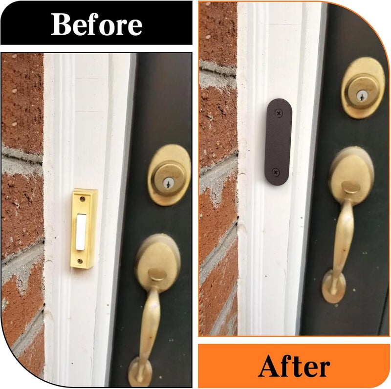 SHUS LIVE Doorbell Cover Plate, Metal Doorbell Blanking Plate Cover, Doorbell Button Cover Chime Guard Plate, Doorbell Faceplate Hole Cover, Weather Resistant, Easy Installation, Aesthetic Decoration - Brown - Image 5