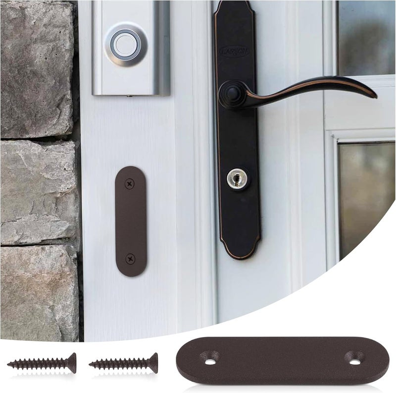 SHUS LIVE Doorbell Cover Plate, Metal Doorbell Blanking Plate Cover, Doorbell Button Cover Chime Guard Plate, Doorbell Faceplate Hole Cover, Weather Resistant, Easy Installation, Aesthetic Decoration - Brown - Image 2