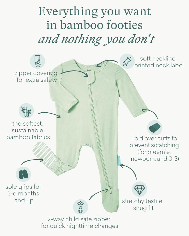 PurComfy Baby Zipper Footie Pajamas, Supersoft Bamboo Rayon Baby Footed Pjs Boy Girl 0-3 Month Coverall Sleepers - Image 3