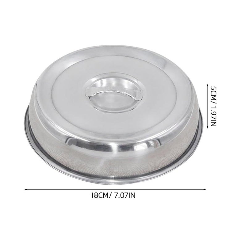 18cm Stainless Steel Round Metal Food Cover With Handle Anti Splash Grill Lid For BBQ Steak Cooking - Image 3