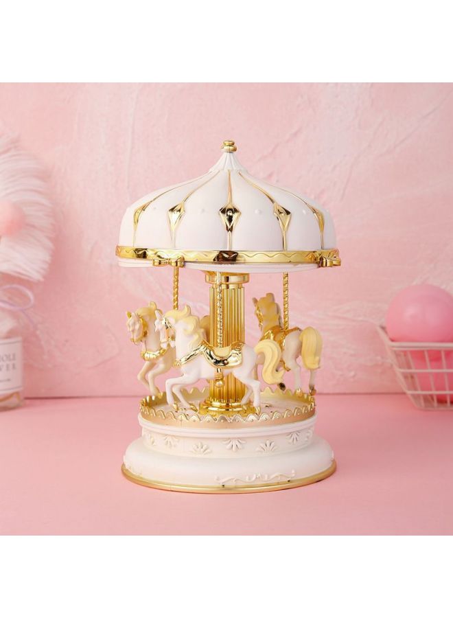 Fantasy Colorful Light Carousel Music Box Children Girl Creative Practical Birthday Gift Student Gift-Color:Send Colored Paper Greeting Card Handbag Packaging-Size:Pink Carousel Music Box (without Light) - Image 4