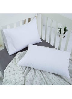 Devigo Set of 2 White Baby Pillow Case 35X45 100% Cotton Covered  - Image 1