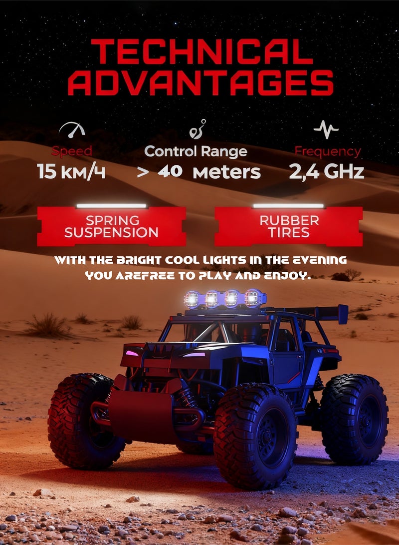 JJRC RC Cars Remote Control Car 1:14 Off Road Monster Truck 2WD Off-Road Climbing Vehicle LED Headlight Rock Crawler,2.4Ghz All Terrain Hobby Truck,Boy Adult Gifts - Image 2