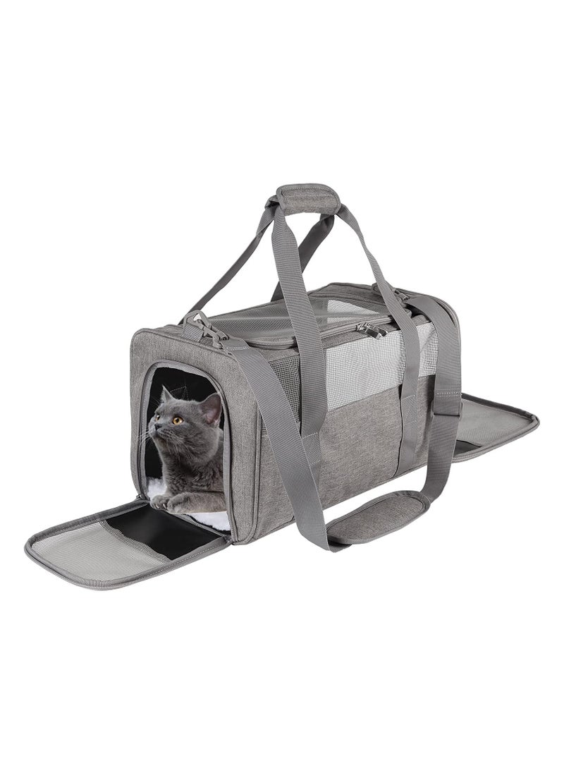 KASTWAVE - Pet Carrying Case, Protable Good Breathable Soft Edge Foldable Top Loading Cat Bag Carrier, Pet Carrier for Small and Medium Cats, Gray - Image 1