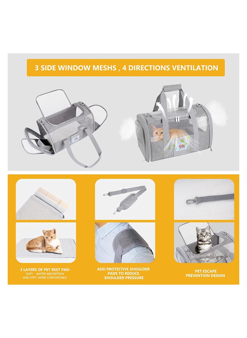 KASTWAVE - Pet Carrying Case, Protable Good Breathable Soft Edge Foldable Top Loading Cat Bag Carrier, Pet Carrier for Small and Medium Cats, Gray - Image 1