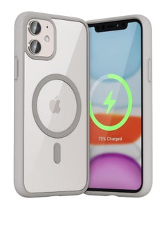 Generic Built in Magnets Compatible with MagSafe Clear Hard PC Back Cover Soft TPU Frame Shockproof Protective Slim Bumper Case for iPhone11 Titanium  - Image 1