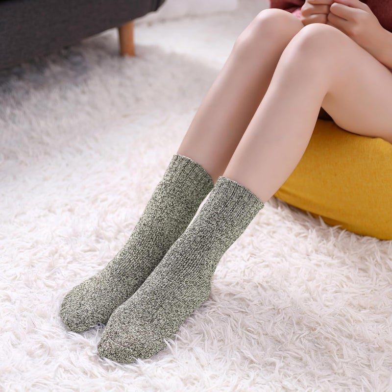 ChicAbode 5 Pairs Wool Socks, Winter Warm Wool Socks for Women Men, Soft Cozy Socks, Thick Knit Crew Socks Boot Socks - Image 2