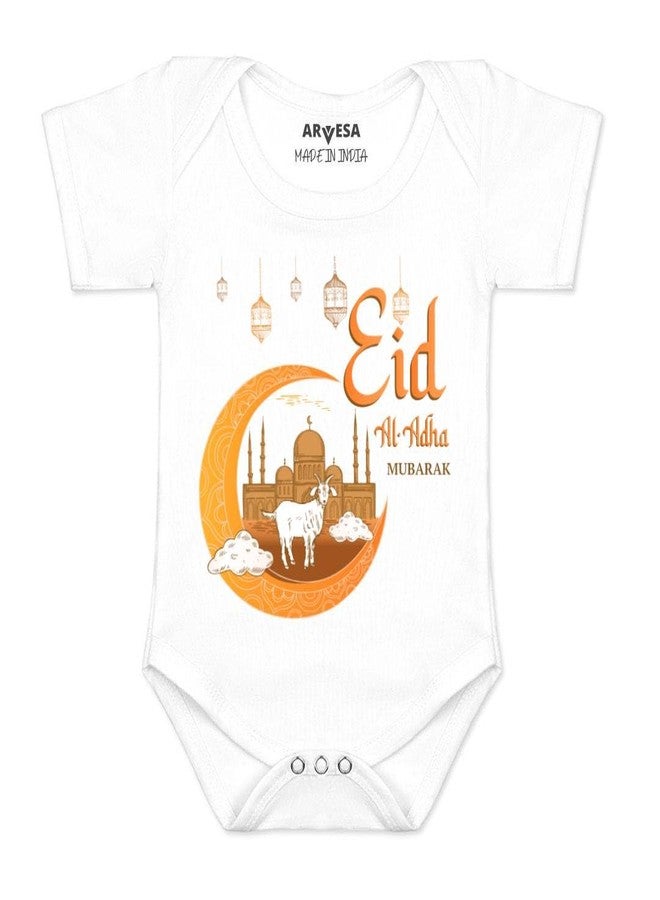 ARVESA Eid Al Adha Mubarak R-910 Bakra Eid Bodysuit, Sleepsuits, Rompers For New Born Baby Clothes 0-3 Months Unisex Stylish Dress For Baby Boy & Girl, Newborn Infant Outfit - Image 1