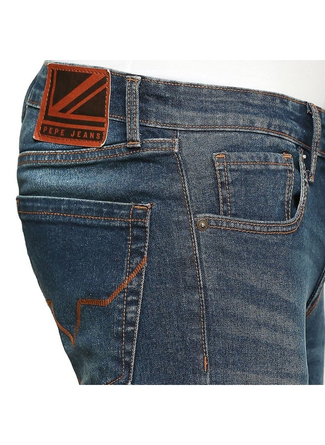 Pepe Jeans - Pepe Jeans Men's Slim Jeans (PM207541Q033_Dark Used_Mid Indigo Blue - Image 1