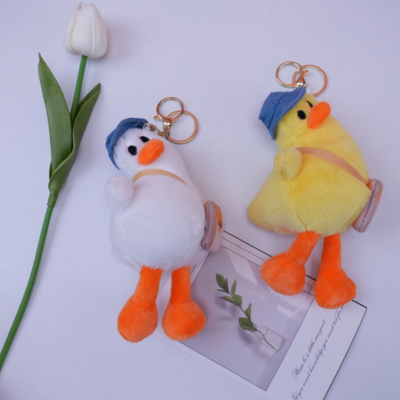 New Funny Creative Tilted Duck Plush Keychain, Cute Ugly Plush Toy Bag Decoration - Image 4