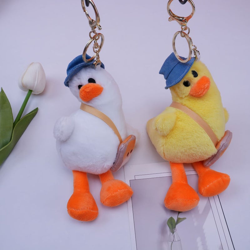New Funny Creative Tilted Duck Plush Keychain, Cute Ugly Plush Toy Bag Decoration - Image 1