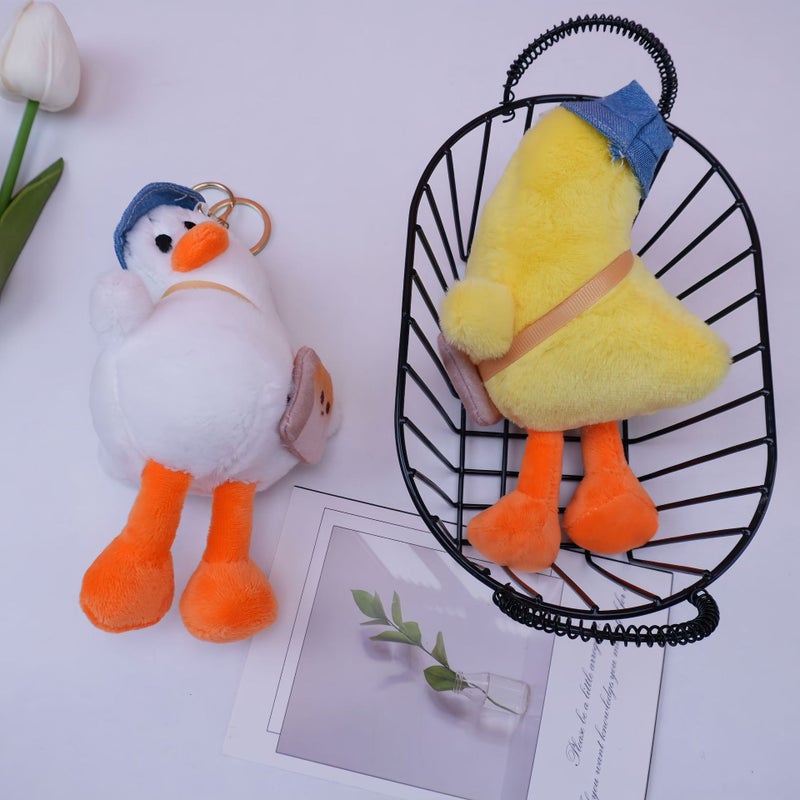 New Funny Creative Tilted Duck Plush Keychain, Cute Ugly Plush Toy Bag Decoration - Image 3