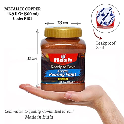 Flash Acrylic Ready to Pour Pouring Paint/Fluid Acrylic 500ml / 16 fl oz Pre-Mixed Water-Based - for Canvas, Wood, Paper, Crafts, Tile, Rocks and More… (Copper) - Image 2