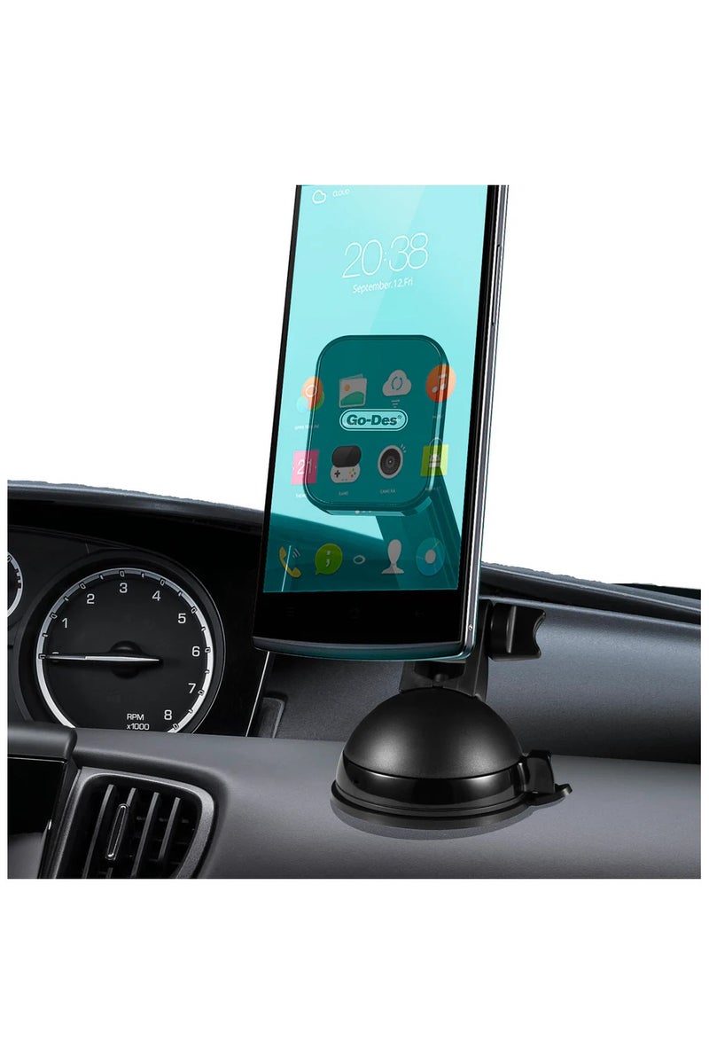 GO-DES 2-in-1 Magnetic Phone Holder with Telescopic Arm Dashboard Windshield and Air Vent Mount 360 Degree Rotation - Image 3