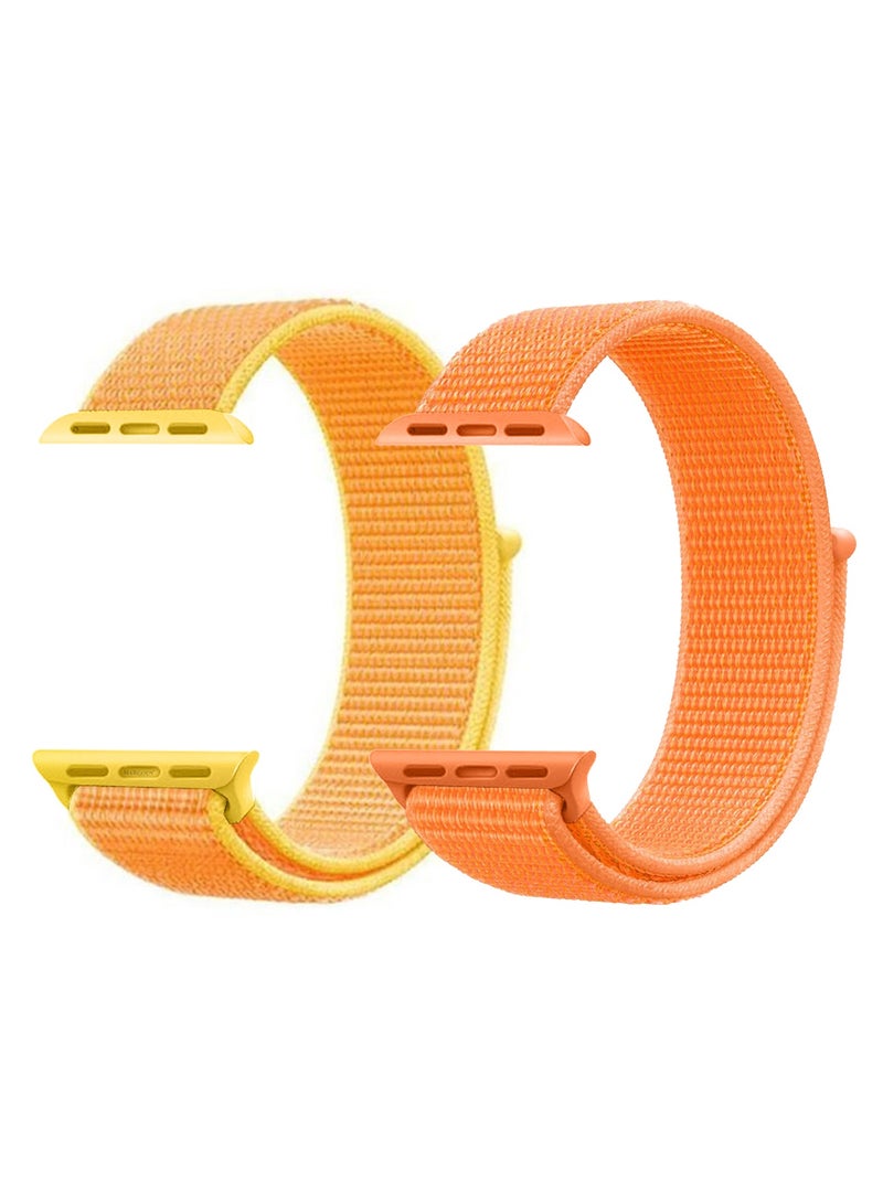 CATANES 2 Packs of 49mm/45mm/44mm Premium Nylon Loop Band for Apple Watch Rugged Woven Strap - Orange - Image 1