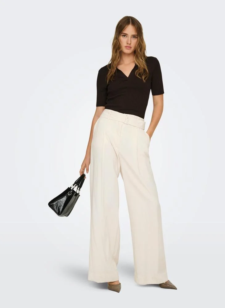 Only  Casual High Waist Wide Leg Trousers for Women | Best Price UAE